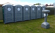 CONSTRUCTION PORTABLE TOILETS - row of portable toilet on hire